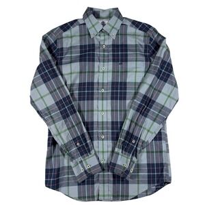 Southern Tide Trim Fit‎ Plaid Button Down Shirt Blue Green Cotton Mens Small